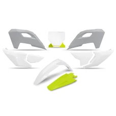 UFO 2024/11 КОМПЛЕКТ ПЛАСТІКОВ HUSQVARNA TC 125 / 250 '23-'24, FC 250 / 350 / 450 '23-'24, FX 350 / 450 '23-'24, TX 300 '24, КОЛІР OEM '24 (  БІЛИЙ / ЖОВТИЙ ) (PRZEDLUZONA TABLICA NA НОМЕР СТАРТОВИЙ)