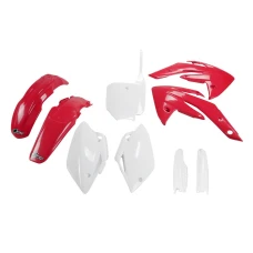 UFO КОМПЛЕКТ ПЛАСТІКОВ (ПОВНИЙ KIT) Z OSLONAMI ТЕЛЕСКОПІЧНИЙ (АМОРТИЗАТОРІВ) HONDA CRF 150 '07-'17 КОЛІР OEM (CZERWONY/BIALY) (HO111E999)