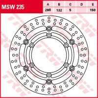 TRW LUCAS ZF ДИСК ТОРМОЗНИЙ YAMAHA XJ 1100 (DRAG STAR)/1100A (DRAG STAR CLAS.)/1300 (ROYAL STAR)/1300A (MIDNIGHT S ПЕРІД PLYWAJACA, 298/132X5MM 6X150MM, ДІАМЕТР ОТВОРІВ MOCUJACYCH 8,5MM, ПЛЕЧЕ 0 WAVE