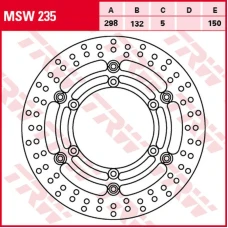 TRW LUCAS ZF ДИСК ТОРМОЗНИЙ YAMAHA XJ 1100 (DRAG STAR)/1100A (DRAG STAR CLAS.)/1300 (ROYAL STAR)/1300A (MIDNIGHT S ПЕРІД PLYWAJACA, 298/132X5MM 6X150MM, ДІАМЕТР ОТВОРІВ MOCUJACYCH 8,5MM, ПЛЕЧЕ 0 WAVE