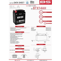 BS АКУМУЛЯТОР BTX14AH (FA) (YTX14AH-BS) 12V 12AH 135X90X167 BEZOBSLUGOWY - ZALANY (210A) (4)