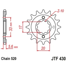 ПЕРЕДНЯ ЗІРКА JR CHT 430 15 KAWASAKI KXF 250 '04-'05, SUZUKI RMZ 250 '04-'05 (43015JT) (LANC. 520)