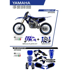 UFO КОМПЛЕКТ ПЛАСТІКОВ ПЛЮС КОМПЛЕКТ НАЛІПОК (OKLEIN) YAMAHA YZF 250 '19-'22; YZF 450 '18-'22 W КОМПЛЕКТІ ПЕРІД TABLICA (YA04860) І КРИШКИ АМОТРТИЗАТОРІВ (YA04814) APODIS КОЛІР СИНІЙ