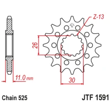 JT ЗІРОЧКА ПЕРІД 2091 15 Z ГУМА YAMAHA FZ8 '10-'15, MT 09 '14-'17, MT 07 '14-'17 TDM 900 '02-'13 (209115JTRB) (LANC. 525)