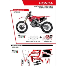 UFO КОМПЛЕКТ ПЛАСТІКОВ ПЛЮС КОМПЛЕКТ НАЛІПОК (OKLEIN) HONDA CRF 250R '22; CRF 450 '21-'22 W КОМПЛЕКТІ ПЕРІД TABLICA (HO05607) І КРИШКИ АМОТРТИЗАТОРІВ (HO04695) APODIS КОЛІР БІЛИЙ