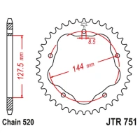JT ЗІРОЧКА ЗАД 4320M 40 АЛЮМІНІЙ (ERGAL) DUCATI MONSTER 800 S2R '05-'07, HYPERMOTARD 950 '19-'23, BIPOSTO 748/S '95-'03 (LANC. 520) (STREETFIGHTER/EVO 848 '08-'15 КОНВЕРСІЯ NA LANC. 520) (НЕОБХІДНО АДАПТЕР JTA750B)