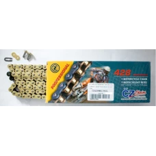 CZ 2024/04 ЛАНЦЮГ ПРИВІДНИЙ 428 MX (118 ЛАНКИ) ЗОЛОТИЙ (MOTOCROSS DO 110 CCM) (23,0 KN) + ЗАСТІБКА