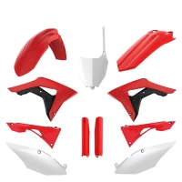 POLISPORT КОМПЛЕКТ ПЛАСТІКОВ (ПОВНИЙ KIT) HONDA CRF 250R '18-'21; CRF 450R '17-'20 W КОМПЛЕКТІ TABLICA ПЕРІД (8667200002) I КРИШКИ AMORTYZAROROW (8351900003) КОЛІР CZERWONO БІЛИЙ OEM