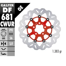 GALFER ДИСК ТОРМОЗНИЙ ЗАД HARLEY-DAVIDSON (292X56X5) (WAVE) PLYWAJACA КОЛІР ЧЕРВОНИЙ