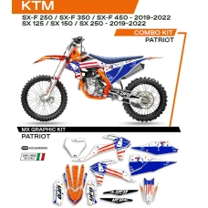 UFO КОМПЛЕКТ НАЛІПОК (OKLEIN) KTM SX/SXF 125/150/250/350/450 '19-'22 PATRIOT КОЛІР OEM (БІЛИЙ/СИНІЙ)