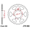 ЗАДНЯ ЗІРКА JR 4675 42 KTM 200 DUKE\/RC '15-18 (467542JTZBK) (LANC. 520) КОЛІР ЧОРНИЙ - зображення 1