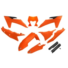 UFO 2024/11 КОМПЛЕКТ ПЛАСТІКОВ (ПОВНИЙ KIT) Z OSLONAMI ТЕЛЕСКОПІЧНИЙ (АМОРТИЗАТОРІВ) KTM EXC 150 / 250 / 300 TBI '24-'25, EXC-F 250 / 350 / 450 / 500 '24-'25 КОЛІР OEM '25 ( КОЛІР ПОМАРАНЧ / ЧОРНИЙ )