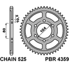 ЗАДНЯ ЗІРКА PBR 4359 44 C45 KAWASAKI ZXR 750R NINJA '96-'03, KLZ VERSYS 1000 '12-'20, Z 1000 '03-'20 (JTR1489.44) (LANC. 525)