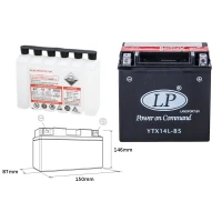 LANDPORT АКУМУЛЯТОР YTX14L-BS 12V 12AH 152X88X147 (HARLEY DAVIDSON 883/1200) BEZOBSLUGOWY - ELEKTROLIT OSOBNO (4) UE2019/1148