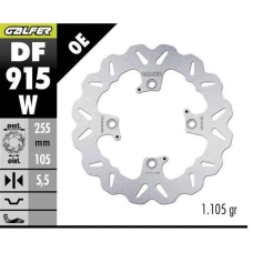 GALFER ДИСК ТОРМОЗНИЙ ЗАД TRIUMPH BONNEVILLE '04-'25; SCRAMBLER '04-'24; TIGER 800 '11-'20; TIGER 850 '24-'25; TIGER 1050 '07- (255X105X5,5)