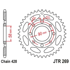 ЗАДНЯ ЗІРКА JR 269 40 HONDA CG 125 '02-'05, CM 125 '82-'97, CB 125T '82-'88, DAELIM VC 125 '96-'99 (26940JT) (LANC. 428)