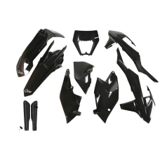 UFO КОМПЛЕКТ ПЛАСТІКОВ (ПОВНИЙ KIT) Z OSLONAMI ТЕЛЕСКОПІЧНИЙ (АМОРТИЗАТОРІВ) KTM EXC/EXC-F TPI '17-'19 Z ЗАХИСТ ФАРИ КОЛІР ЧОРНИЙ (KT523E001)