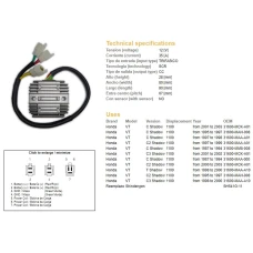 DZE РЕГУЛЯТОР НАПРУГИ HONDA VT1100C/C2/C3 SHADOW '87-'03 (35A) (31600-MAH-008) (ESR120) (SH541G-11)