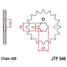 JT ЗІРОЧКА ПЕРІД 560 16 KAWASAKI KX 65/80/85 (56016JT) (LANC. 420) (+2)