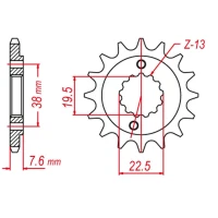 ПЕРЕДНЯ ЗІРКА GROSSKOPF CHT 2116 13 SUZUKI LTR 450 '06-'10, LTZ 400 '03-'12, RMX 450 '10-'13, KAWASAKI KFX 400 '03-'06, HYOSUNG TE 450 (JTF1401.13) (-1) (LANC. 520)