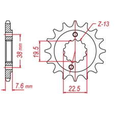 ПЕРЕДНЯ ЗІРКА GROSSKOPF CHT 2116 13 SUZUKI LTR 450 '06-'10, LTZ 400 '03-'12, RMX 450 '10-'13, KAWASAKI KFX 400 '03-'06, HYOSUNG TE 450 (JTF1401.13) (-1) (LANC. 520)