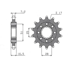 ПЕРЕДНЯ ЗІРКА SUNSTAR CHT 2147 16 KTM 950/990 LC8 ADVENTURE/SUPERDUKE '06-'12 (JTF1904.16) (LANC. 525) (214716JT)