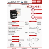 BS АКУМУЛЯТОР BTX14AHL-BS (YTX14AHL-BS) (133X90X164) 12V 12AH BEZOBSLUGOWY - ELEKTROLIT OSOBNO (210A) 4 UE2019/1148